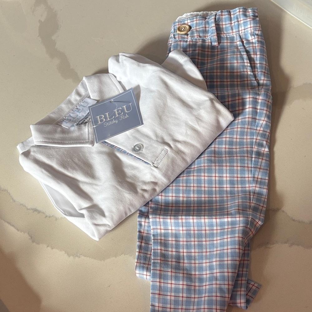 Bleu Stitchy Fish White Cotton Shirt